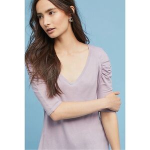 Anthropologie Gathered Sleeve Lavender Top NWT Size XS